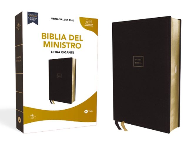 RVR60, Biblia del Ministro, Letra gigante, Leathersoft, Negro, Palabras ...
