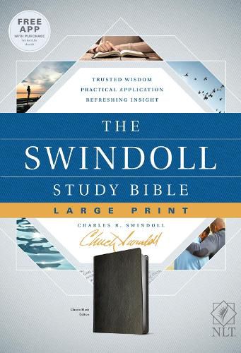 Cover image for NLT Swindoll Study Bible, Large Print, Black, The