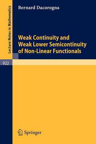 Weak Continuity and Weak Lower Semicontinuity of Non-Linear Functionals