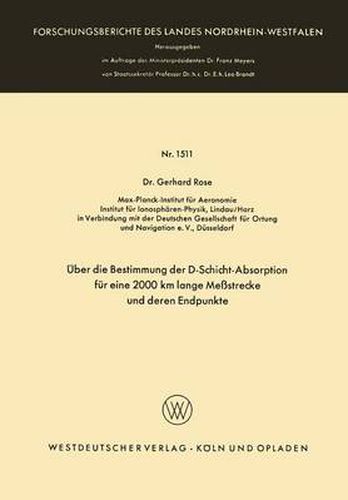Cover image for UEber Die Bestimmung Der D-Schicht-Absorption Fur Eine 2000 Km Lange Messstrecke Und Deren Endpunkte