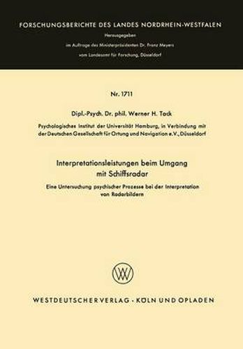 Cover image for Interpretationsleistungen Beim Umgang Mit Schiffsradar