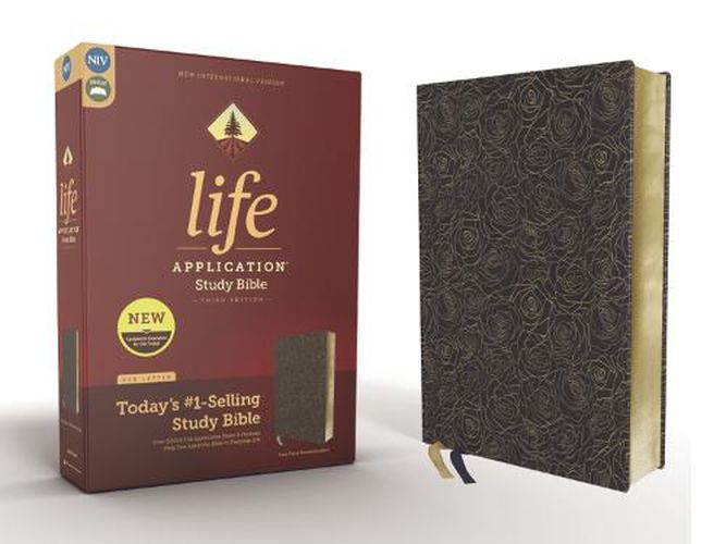 Cover image for NIV, Life Application Study Bible, Third Edition, Bonded Leather, Navy Floral, Red Letter