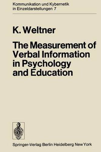 Cover image for The Measurement of Verbal Information in Psychology and Education