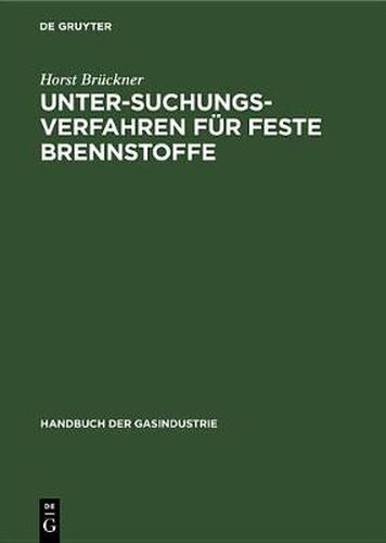 Cover image for Untersuchungsverfahren Fur Feste Brennstoffe
