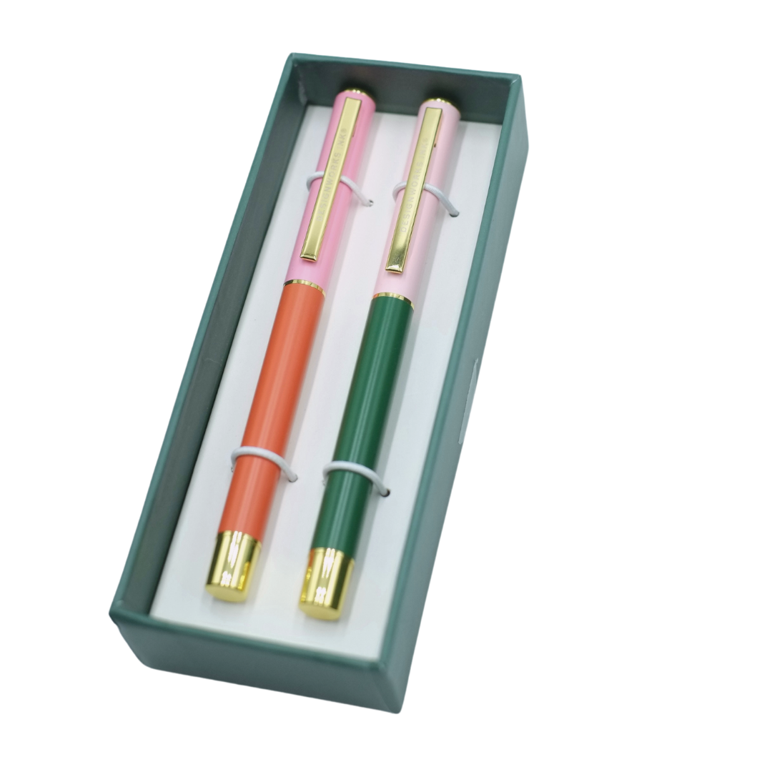 Color Block Pens Red Orange & Emerald (set 2)