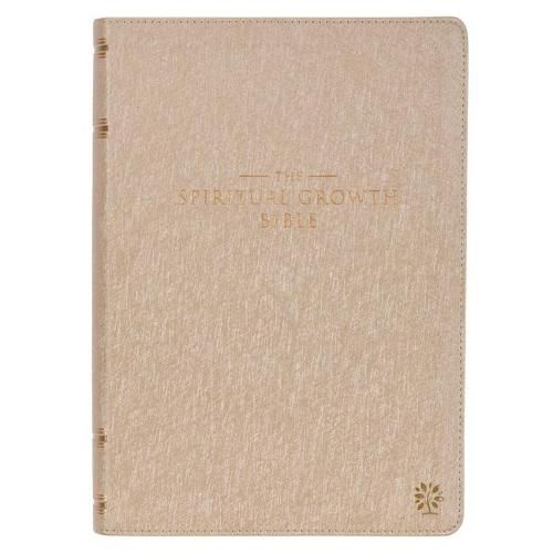 Cover image for The Spiritual Growth Bible, Study Bible, NLT - New Living Translation Holy Bible, Faux Leather, Pearlescent Taupe