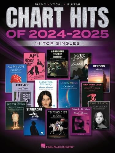 Cover image for Chart Hits of 2024-2025: 14 Top Singles Arranged for Piano, Voice, and Guitar Chords and Frames