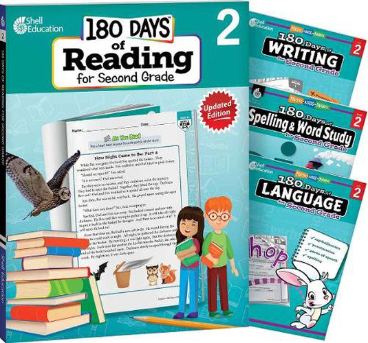 Cover image for 180 Days (TM): Reading 2nd Ed, Writing, Spelling, & Language Grade 2: 4-Book Set