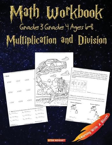 Cover image for Math Workbook Grade 3 Grade 4 Ages 6-8 Multiplication and Division: Harry Potter Coloring Book Unofficial