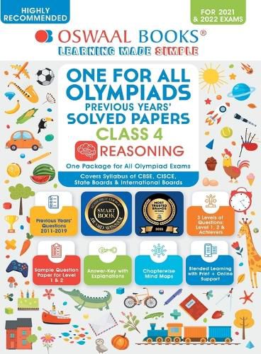 Cover image for One for All Olympiad Previous Years' Solved Papers, Class-4 Reasoning Book (For 2022 Exam)