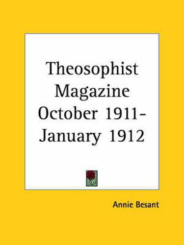 Cover image for Theosophist Magazine (October 1911-January 1912)