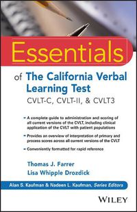 Cover image for Essentials of the California Verbal Learning Test - CVLT-C, CVLT-2, & CVLT3