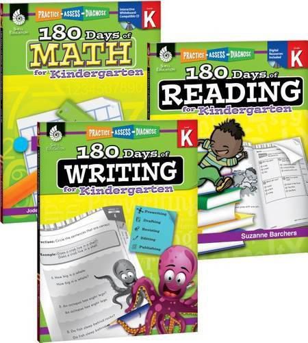 180 Days of Reading, Writing and Math for Kindergarten 3-Book Set