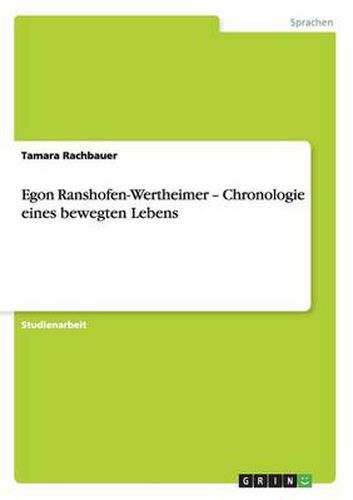 Cover image for Egon Ranshofen-Wertheimer - Chronologie eines bewegten Lebens