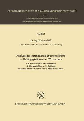 Cover image for Analyse Der Instationaren Stroemungskrafte in Abhangigkeit Von Der Wassertiefe