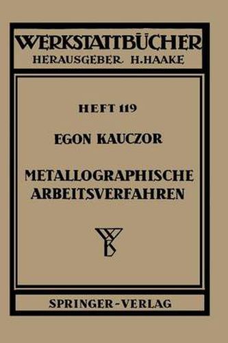 Cover image for Metallographische Arbeitsverfahren