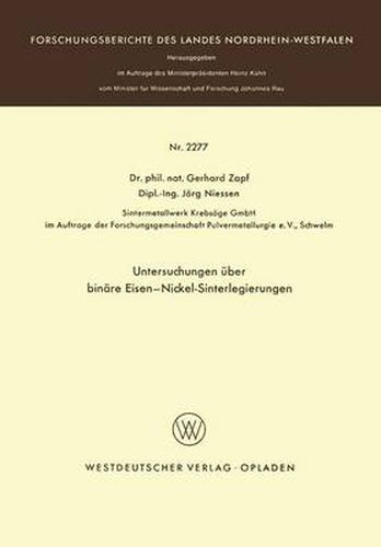 Cover image for Untersuchungen UEber Binare Eisen-Nickel-Sinterlegierungen