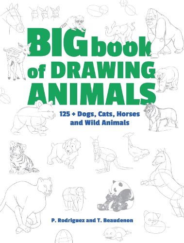 Cover image for Big Book of Drawing Animals: 90+ Dogs, Cats, Horses and Wild Animals