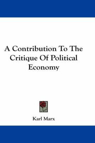 Cover image for A Contribution to the Critique of Political Economy