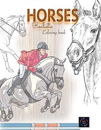 Cover image for Realistic horses coloring book: adult coloring books animals