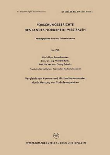 Cover image for Vergleich Von Korona- Und Hitzdrahtanemometer Durch Messung Von Turbulenzspektren