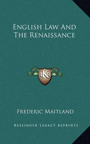 Cover image for English Law and the Renaissance