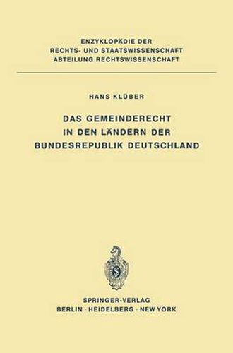 Cover image for Das Gemeinderecht in den Landern der Bundesrepublik Deutschland