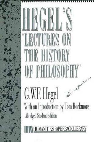 Hegel's Lectures on the History of Philosophy