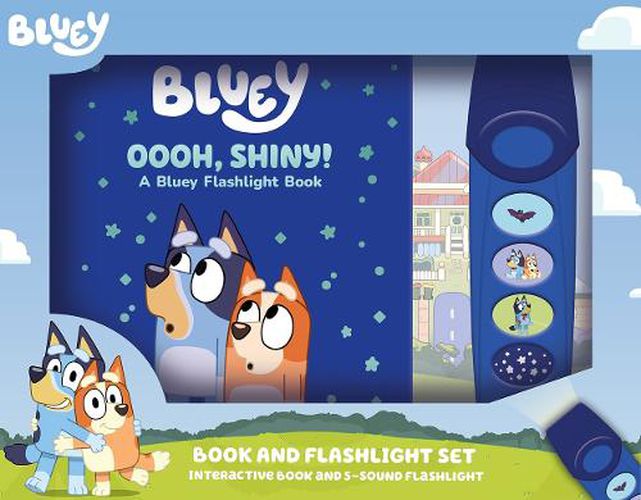 Cover image for Bluey: Oooh, Shiny! Book and 5-Sound Flashlight Set