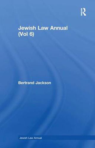 Cover image for Jewish Law Annual (Vol 6)