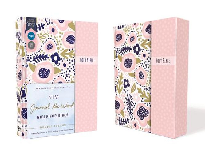 Cover image for NIV, Journal the Word Bible for Girls, Double-Column, Hardcover, Pink, Magnetic Closure, Red Letter, Comfort Print: Reflect, Take Notes, or Create Art Next to Your Favorite Verses