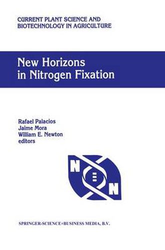 Cover image for New Horizons in Nitrogen Fixation: Proceedings of the 9th International Congress on Nitrogen Fixation, Cancun, Mexico, December 6-12, 1992