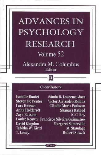 Cover image for Advances in Psychology Research: Volume 52