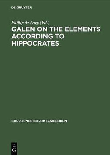 Cover image for Galen on the Elements According to Hippocrates