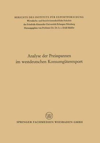 Analyse Der Preisspannen Im Westdeutschen Konsumguterexport