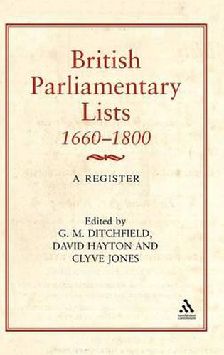 Cover image for British Parliamentary Lists, 1660-1880