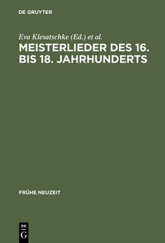 Cover image for Meisterlieder des 16. bis 18. Jahrhunderts