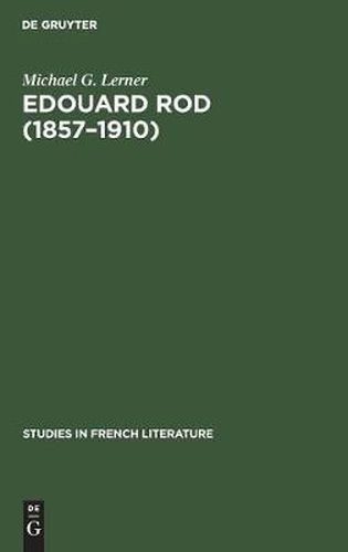 Cover image for Edouard Rod (1857-1910)