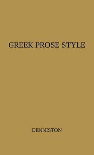 Cover image for Greek Prose Style