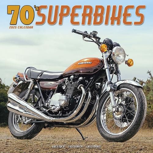 70'S Superbikes Calendar 2025 Square Motorbike Wall Calendar - 16 Month