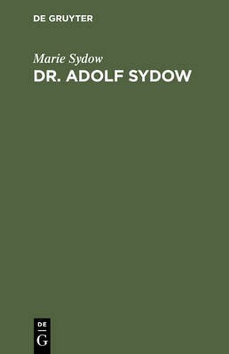 Cover image for Dr. Adolf Sydow