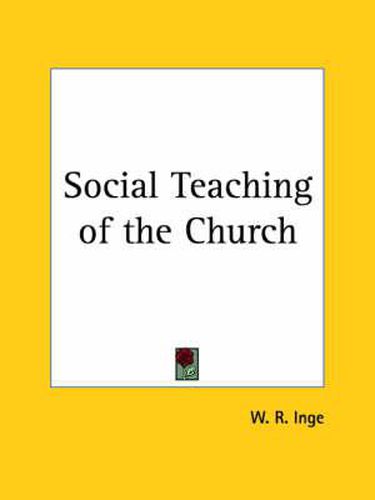 Cover image for Social Teaching of the Church (1930)