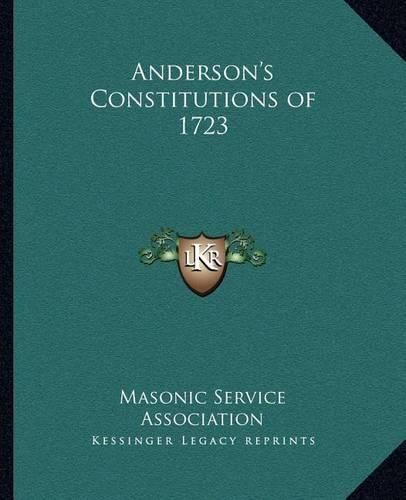 Cover image for Anderson's Constitutions of 1723