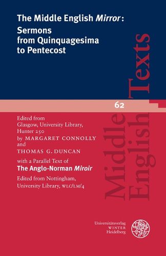 Cover image for The Middle English 'Mirror': Sermons from Quinquagesima to Pentecost