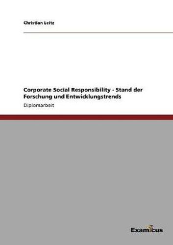 Cover image for Corporate Social Responsibility - Stand der Forschung und Entwicklungstrends