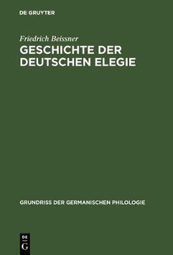 Cover image for Geschichte der deutschen Elegie