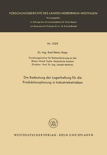 Cover image for Die Bedeutung Der Lagerhaltung Fur Die Produktionsplanung in Industriebetrieben