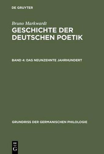 Cover image for Geschichte der deutschen Poetik, Band 4, Das neunzehnte Jahrhundert