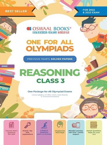 Cover image for Oswaal One For All Olympiad Previous Years' Solved Papers, Class-3 Reasoning Book (For 2022-23 Exam)