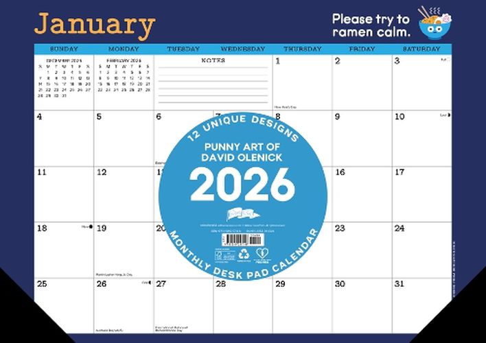 Cover image for Punny Art of David Olenick 2026 17 X 12 Small Monthly Deskpad